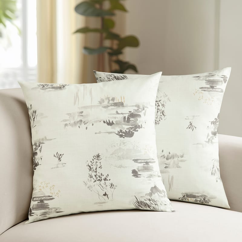 Exclusive Fabrics Printed Cotton Throw Pillow Covers 18 X 18 - Textured Decorative Pillow Covers (Set of 2)