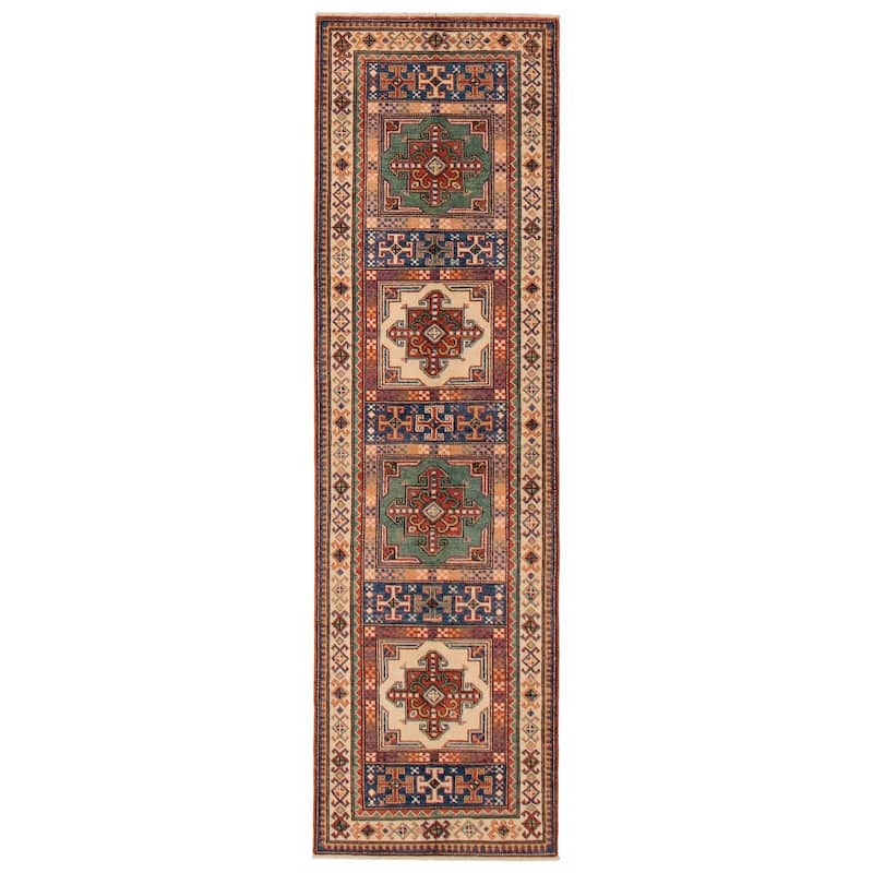 ECARPETGALLERY Hand-knotted Uzbek Ghazni Navy, Red Wool Rug - 2'8 x 9'3 - Navy/ Red - 2'8 x 9'3