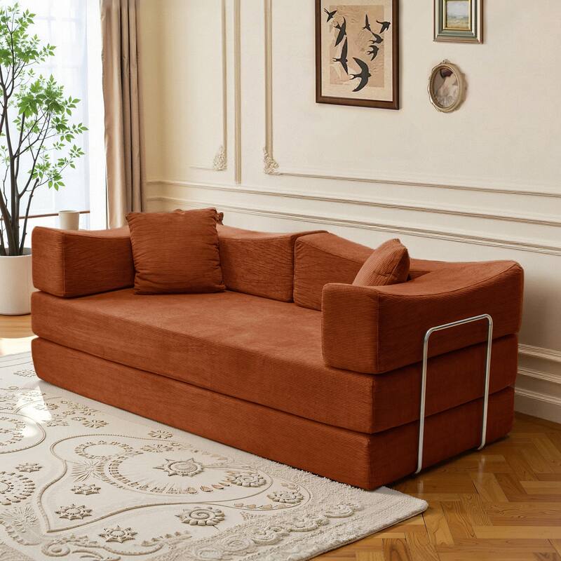 2-in-1 Convertible Sofa Bed, Memory Foam Mattress, No Assembly, Space-Saving for Living Room, Bedroom