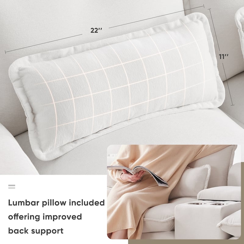 White 123*55" U-shaped Modular Sleeper Sofa with USB Ports and Console