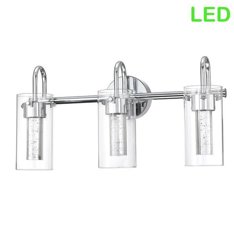 22 in. 3-Light Vanity Light with Chrome Finish and crystal-clear Glass Shade