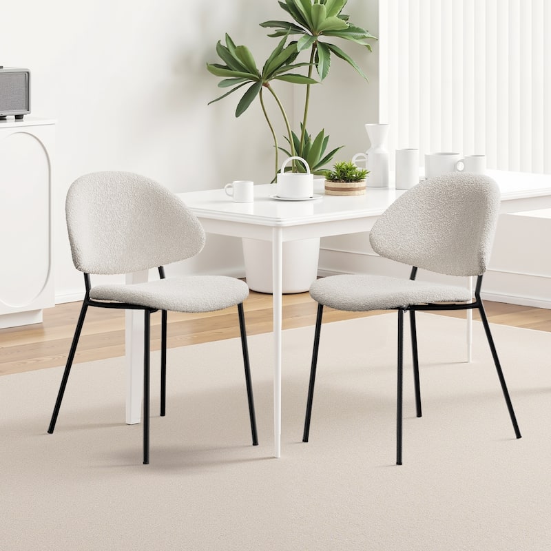 Set of 4 Upholstered PU Leather Dining Chairs Mid-Century Modern Dining Chairs with Curved Backrest for Dining Room Kitchen
