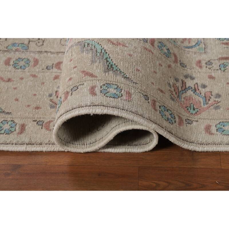 Geometric Tabriz Persian Area Rug Hand-Knotted Oriental Wool Carpet - 8'0"x 10'6"