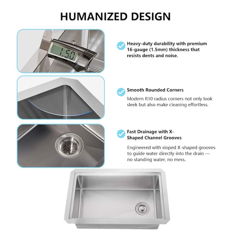 WOWOW Drop-In Single-Bowl Kitchen Sink in Modern