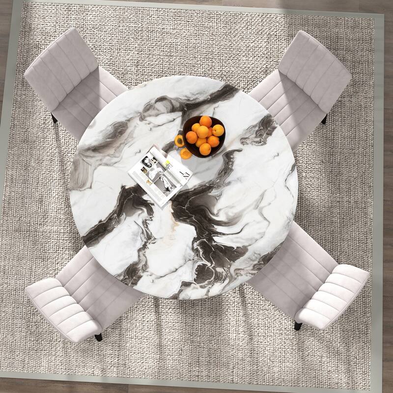 Roundhill Furniture Cavira 5-Piece Round Modern Dining Set