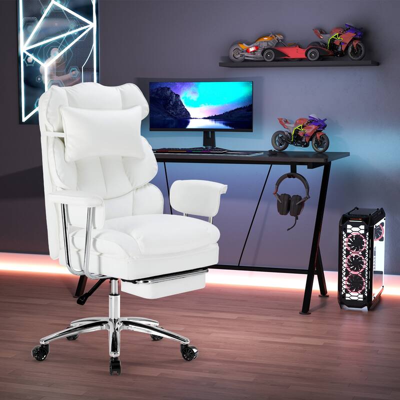 Office chair - high backrest with footstool and lumbar cushion