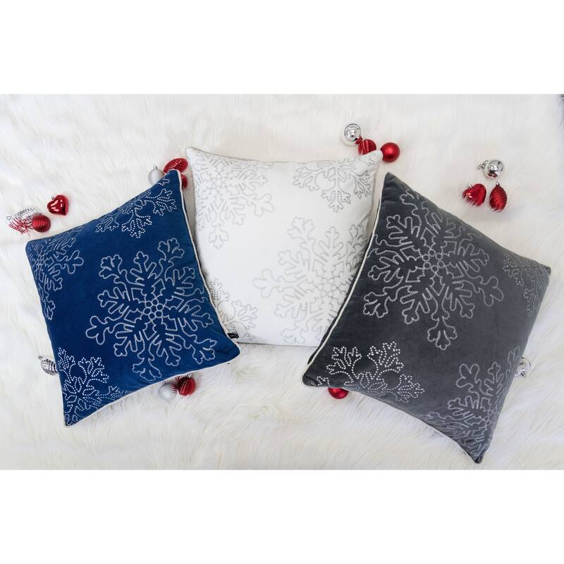 Gray Velvet Holiday Throw Pillow