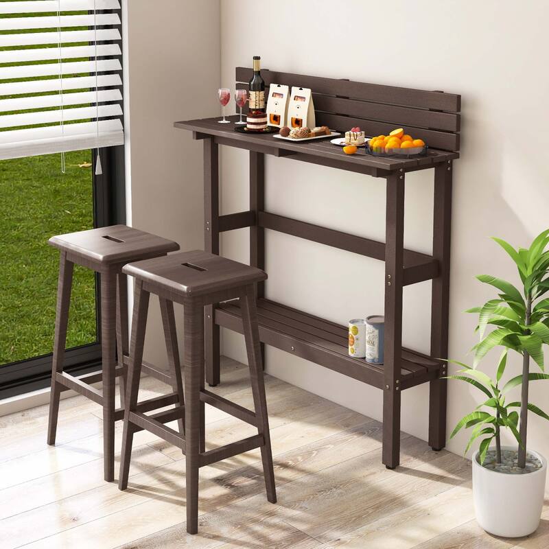 Costway 48" Outdoor Bar Table with Storage Shelf & Adjustable Foot - See Details