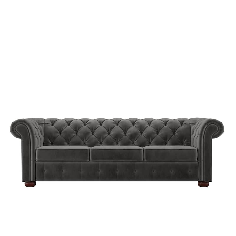 Knightsbridge Tufted Chesterfield Sofa by iNSPIRE Q Artisan - Velvet - Dark Grey