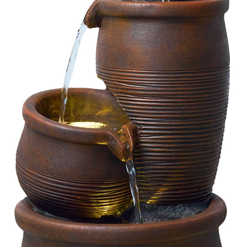 Polyresin Outdoor Hand Crafted Weather Resistant Fountain with LED Lights