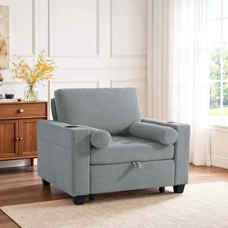 3-in-1 Pull-Out Sleeper Chair Bed Convertible Adjustable Lounge