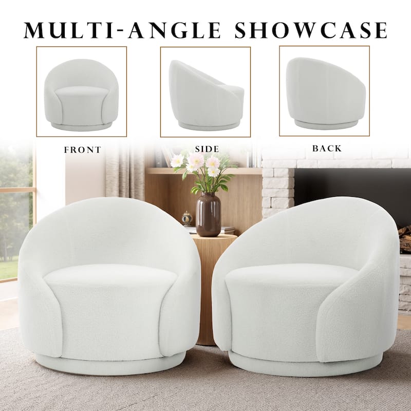 35" Wide Upholstered Swivel Accent Barrel Chairs (Set of 2)