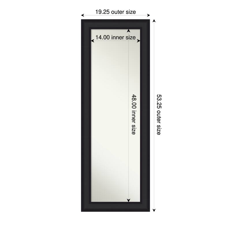 Oliver Non-Beveled Wood Framed Full-Length On the Door Mirror - 19 x 53 in - Oliver Black