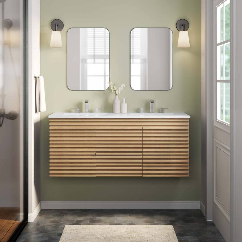 Render 48" Wall-Mount Bathroom Vanity - Oak White
