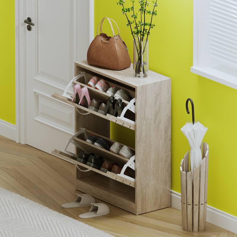 FUFU&GAGA 2 Tiers Shoe Rack Cabinet Shoe Cabinet Space-Saving