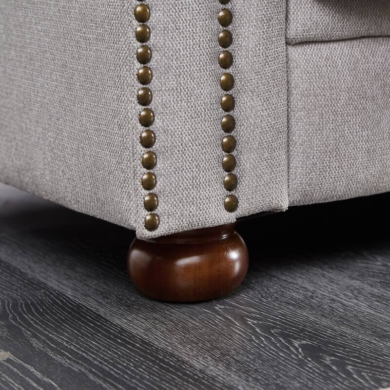 Linen Chesterfield Sofa with Nailhead Trim for Classic Appeal