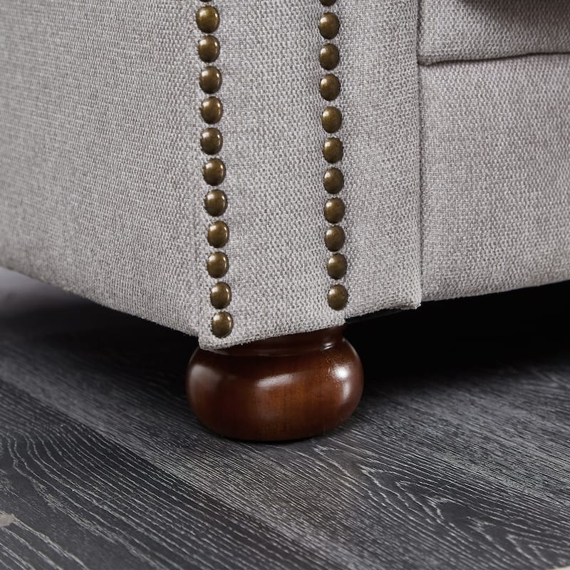 Living Room Chesterfield Sofa Classic Tufted Design Linen Couch