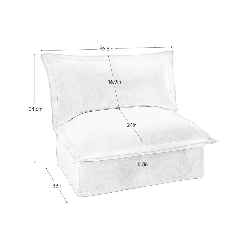 Armless Sofa - Black, Chenille Material