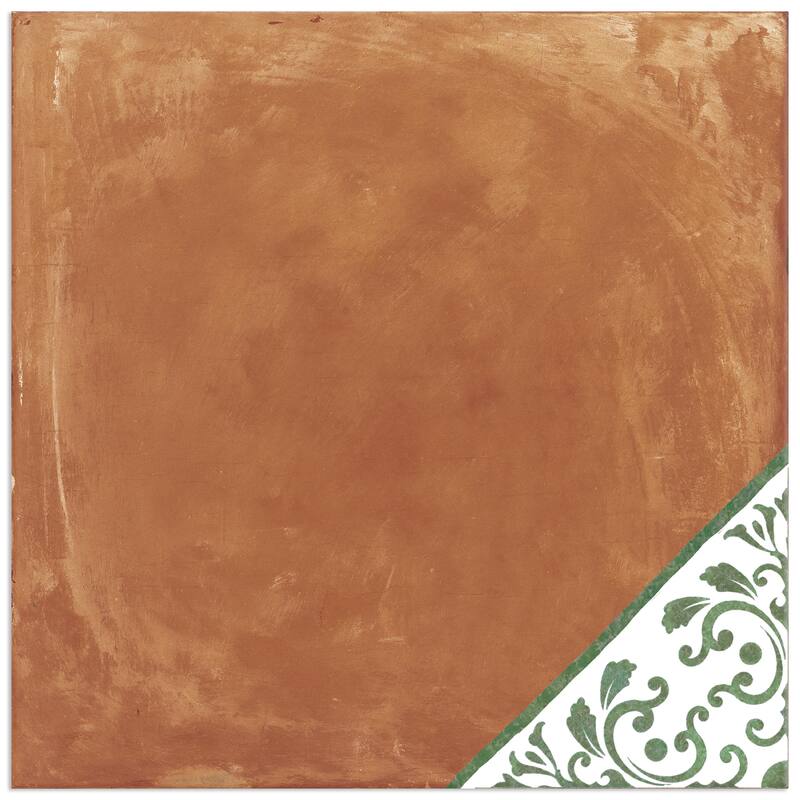 Merola Tile Sentier des Ocres Deco Green 7-7/8" x 7-7/8" Porcelain Floor and Wall Tile