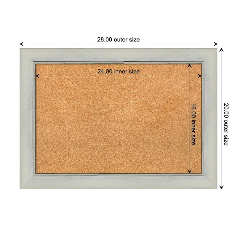 Flair Silver Patina Framed Natural Corkboard Bulletin Board - Board Size 24x16