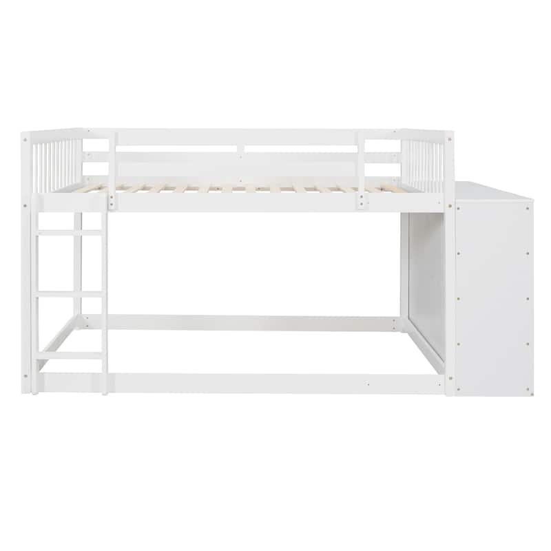 Space-Saving Full Bunk Bed with 4 Drawers, 3 Shelves, and Sturdy Ladder