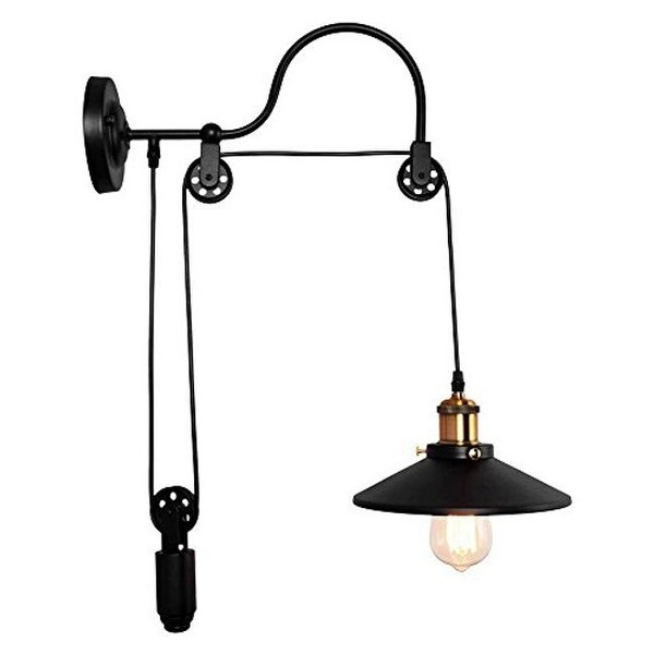 Machine Age Trouble Lamp FLAT STEEL SHADE Vintage Industrial Wall Mount Light 