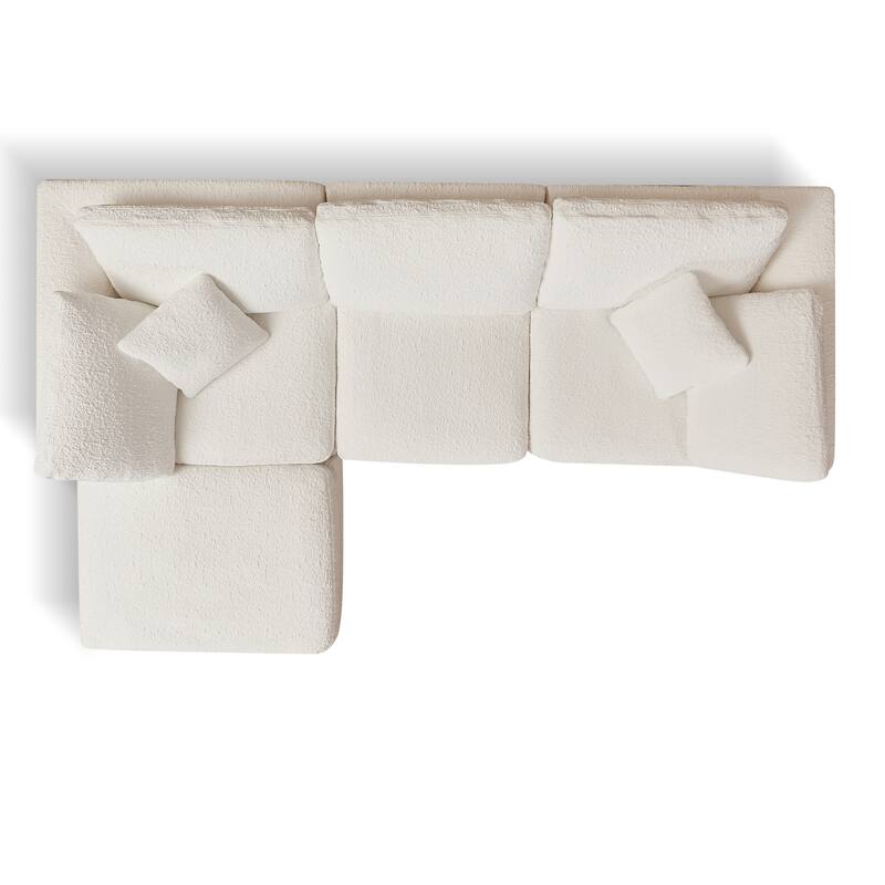 L-Shaped Convertible Cloud Sectional Sofa, Oversized Chenille Fabric Compressed Sofa, Modular 3 Seater Sofa with Ottoman