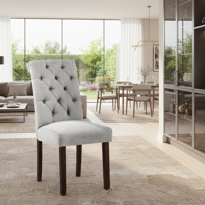 RENEWLINE Tufted Parsons Dining Side Chairs ,Upholstered Fabric Dining Chairs Kitchen Chairs with Padded Seat(Set Of 2)