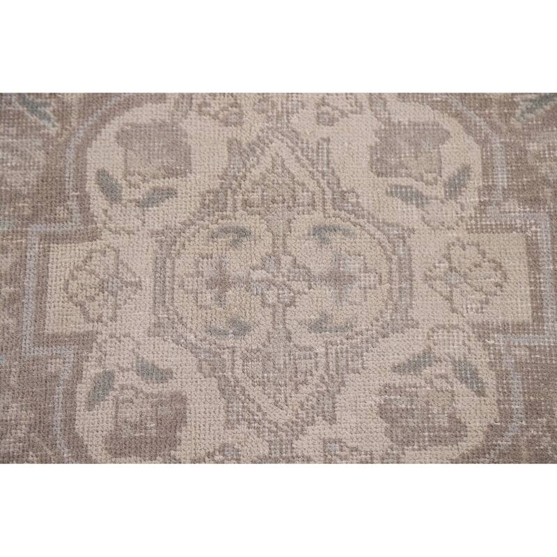 Grey Distressed Tabriz Persian Antique Rug Hand-knotted Wool Carpet - 6'5" x 9'4"
