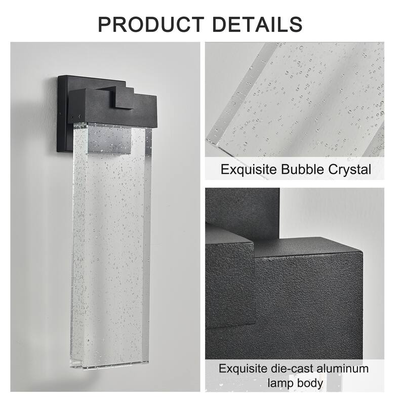 18" Modern Outdoor Wall Light Fixture, Weatherproof LED Wall Sconce Up and Down Lighting for Porch, Patio and Garden