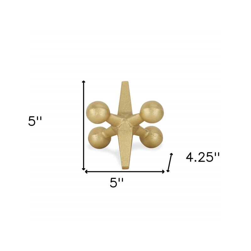 HomeRoots Petite Gold Jack Shaped Decorative Sculpture - 5' X '4.25' X '5