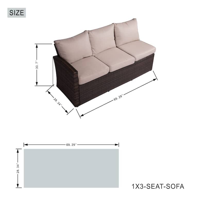 7-Piece Outdoor Sofa with Aluminium table top Fire Pit Set