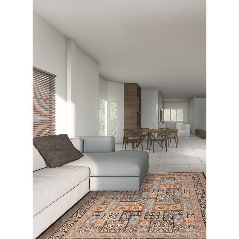 ECARPETGALLERY Hand-knotted Lahore Finest Collection Black, Copper Wool Rug - 9'1 x 11'9