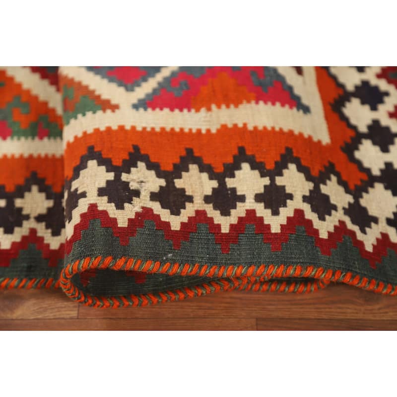 Kilim Qashqai Persian Rug Flatweave Wool Carpet - 4'10" x 9'1"