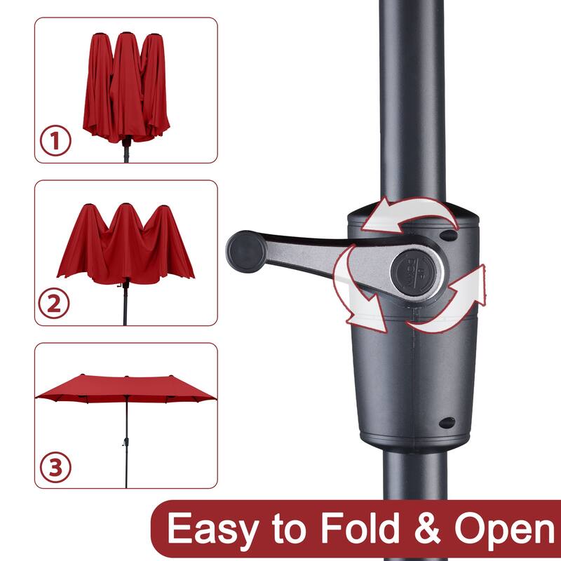 Autlaycil 13 ft Patio Umbrella with Crank Outdoor Umbrella with Base