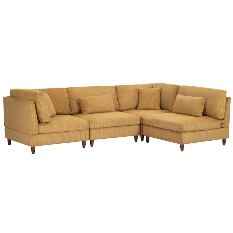 4-Piece Oversized Reversible Upholstered Sectional Modular Sofa