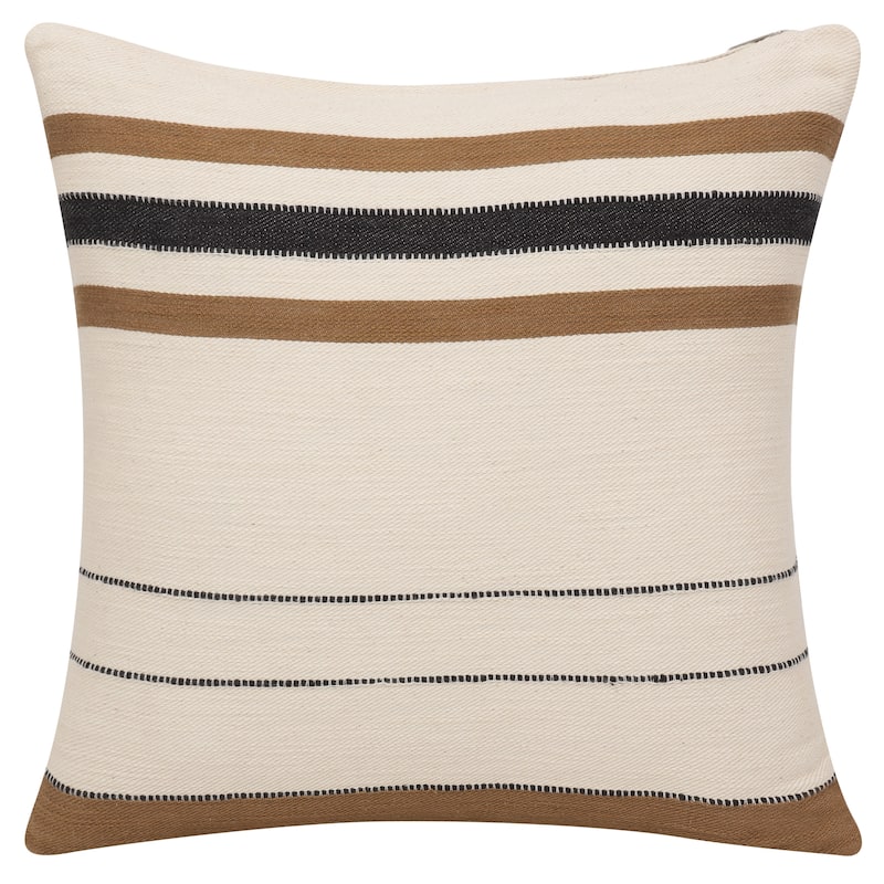 Sevita Ivory/Brown Striped Cotton Throw Pillow