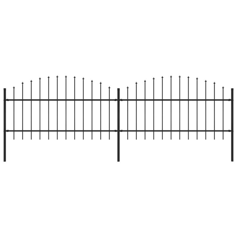 vidaXL Garden Fence with Spear Top Steel 11.2' Black