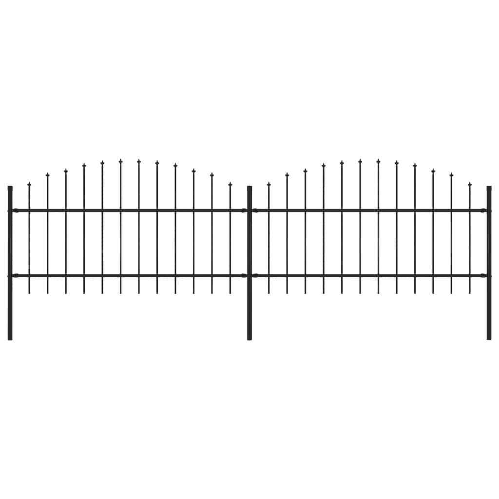 vidaXL Garden Fence with Spear Top Steel 11.2' Black