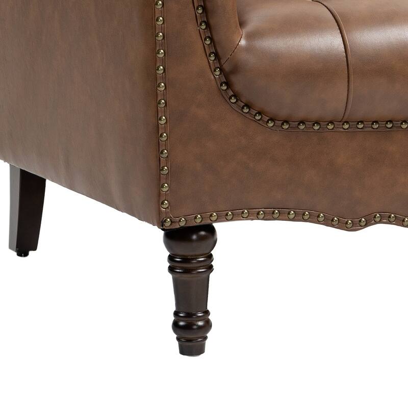 Modern Faux Leather Accent Chairs Set Of 2, Upholstered Armchair For Living Room