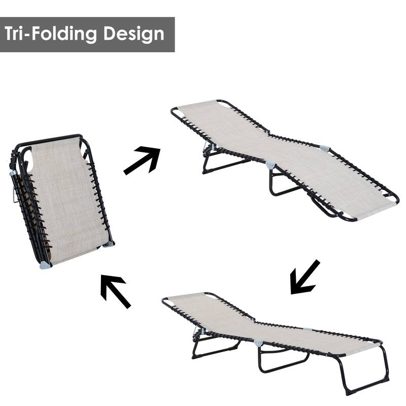 Outsunny Folding Chaise Lounge Chair Portable Lightweight Reclining Garden Sun Lounger with 4-Position Adjustable Backrest