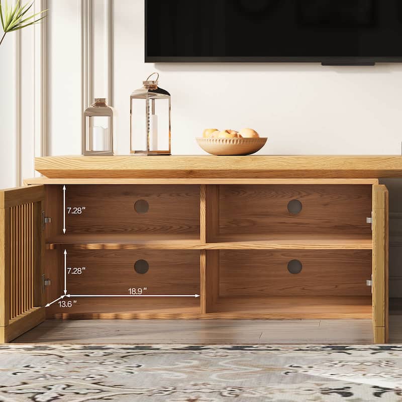 Modern TV stand (extendable) with storage cabinet entertainment center Living room TV stand - Walnut /wood 78.7