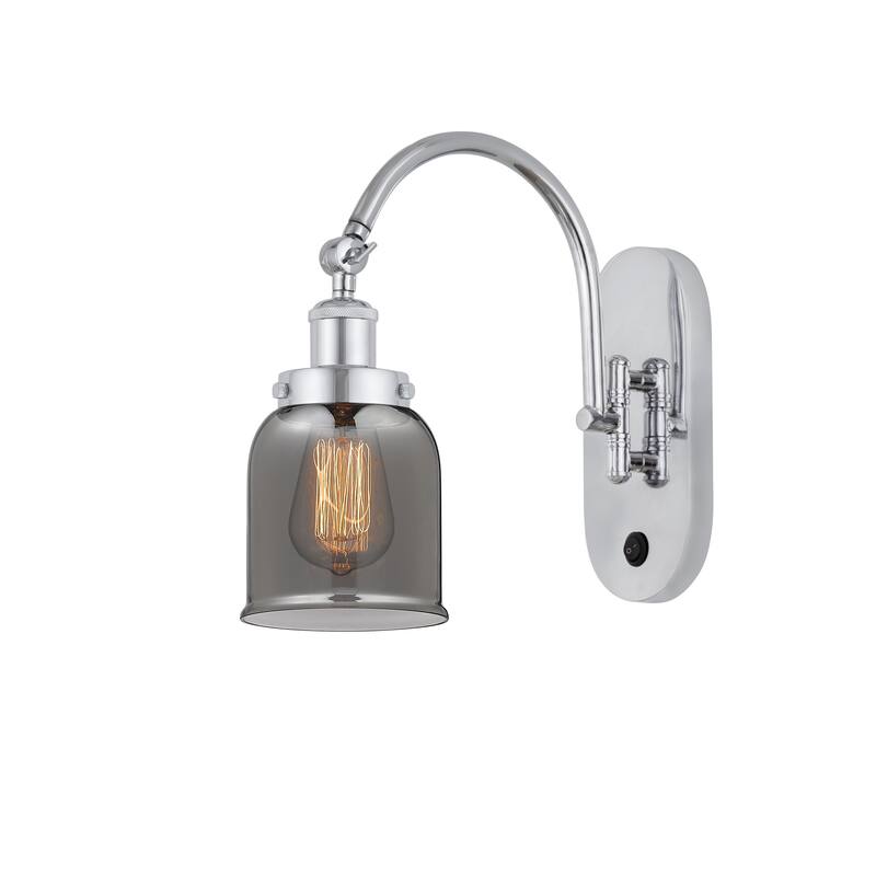 Innovations Lighting Franklin Restoration Bell - 1 Light 5" Sconce - Arm Swivels Side To Side - Polished Chrome/Light Smoke