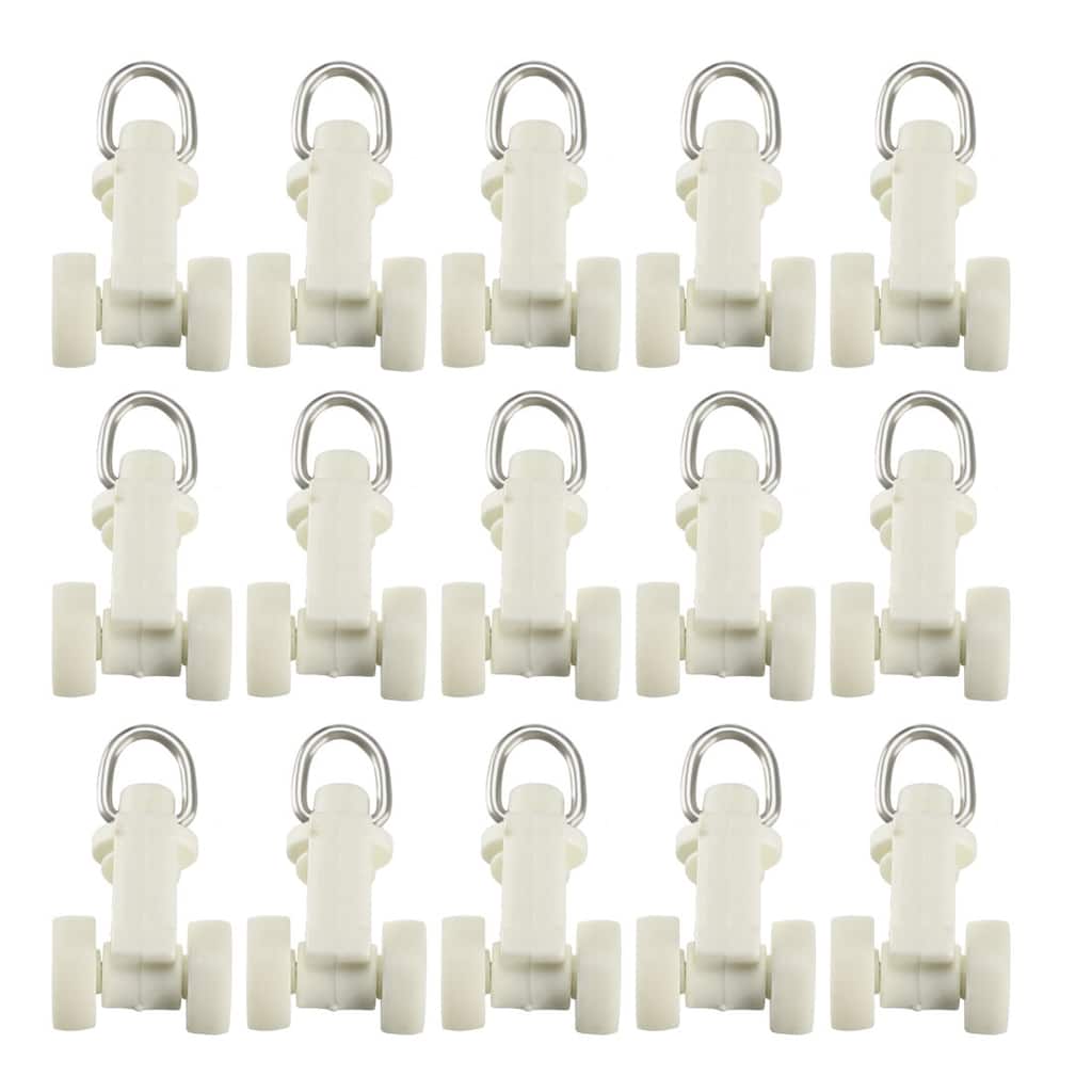 Curtain Track Rollers Plastic Twin Wheeled Carriers 10mm Dia 50 Pcs - White
