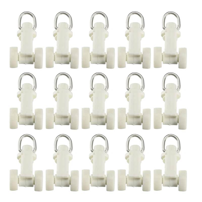 Curtain Track Rollers Plastic Twin Wheeled Carriers 10mm Dia 80 Pcs - White