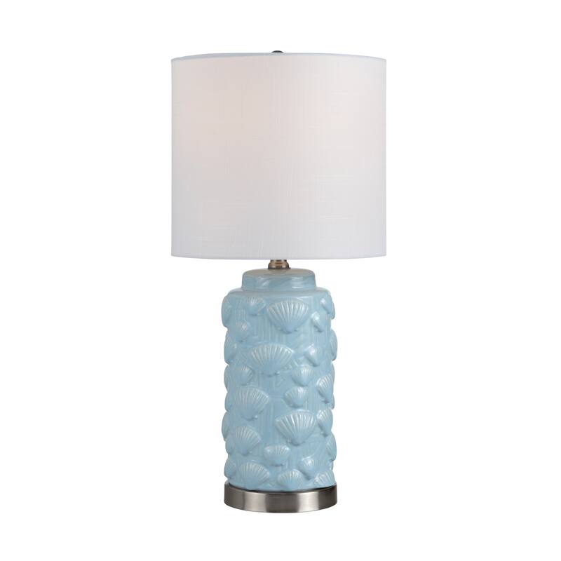 Blue Ceramic Coastal Table Lamp with Shade - 11" x 11" x 23"
