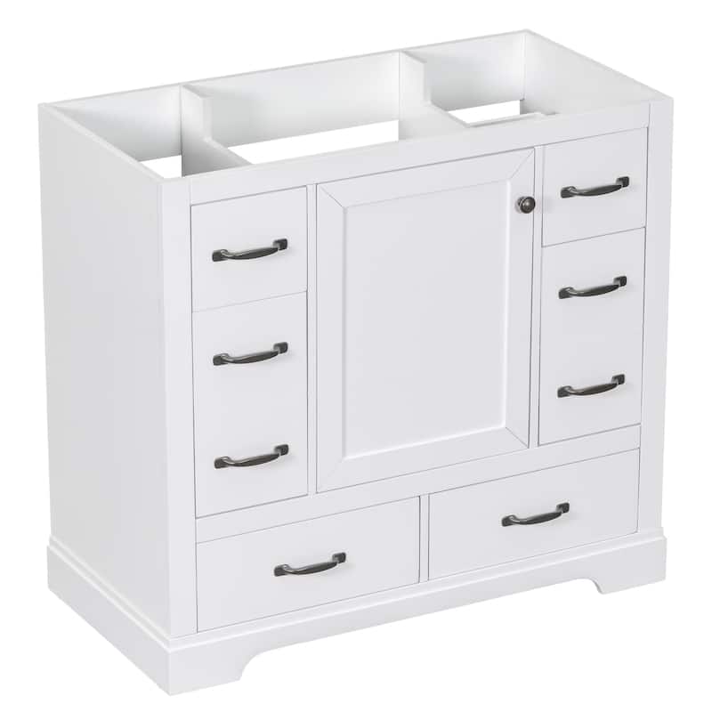 GDFStudio - Avalon 36-Inch Bathroom Vanity Cabinet Base Only, Six Drawers, Multi-Functional Drawer Divider, Painted Finish