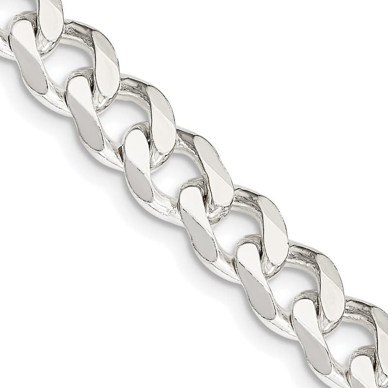 Curata 925 Sterling Silver 7.5mm Curb Chain Necklace for Men