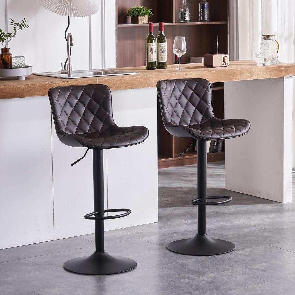 Bar Stools Set of 2 Adjustable Swivel Bar Chairs Modern Counter Stools