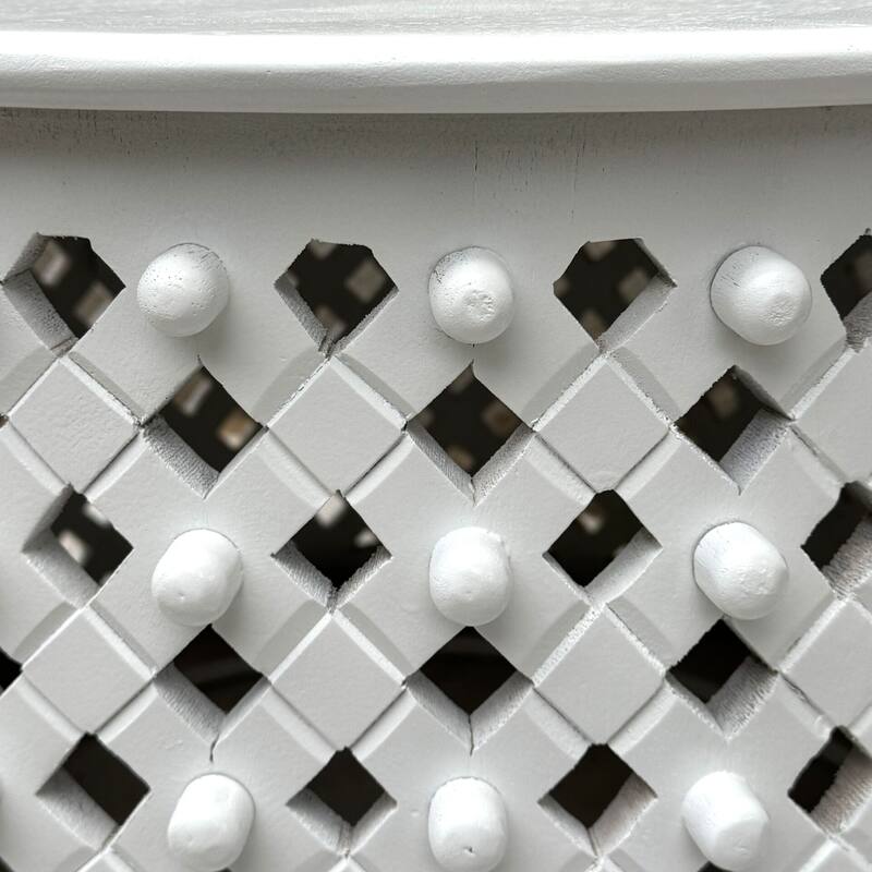 Lattice 30" Round Artisan Coffee Table - Elegant Finish Intricate Carving Solid Wood Accent Table